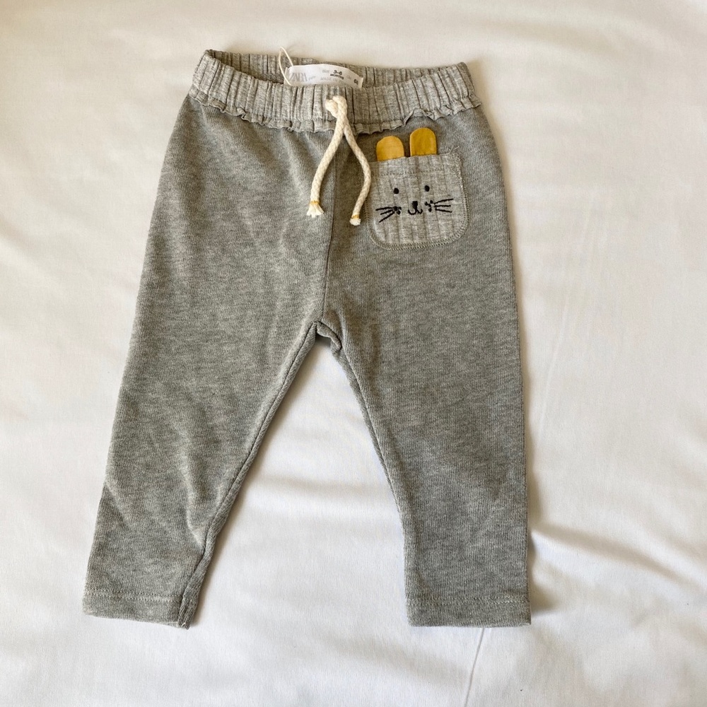 Zara baby knit pants - gray critter